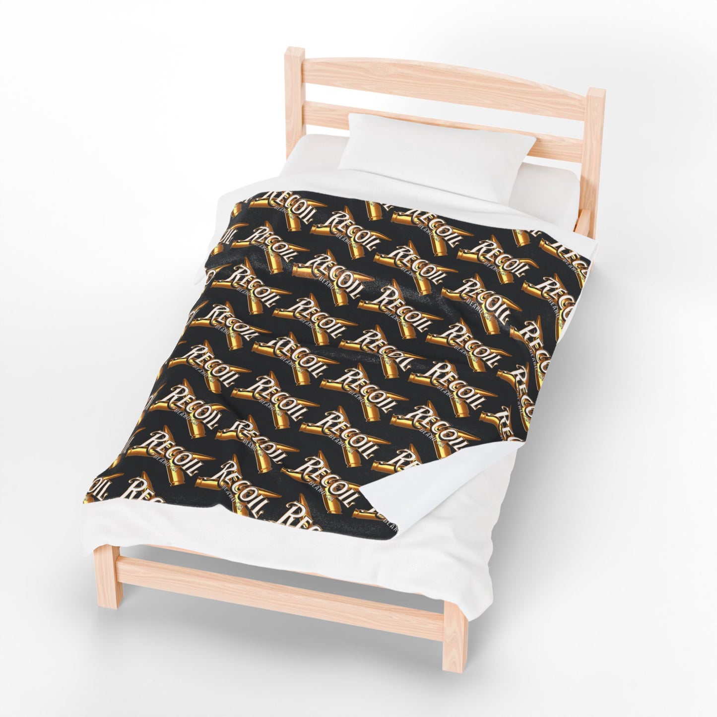 Plush Blanket — Black & Gold 'Recoil Beard' Pattern Velveteen Throw