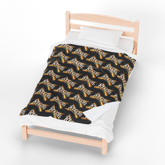 Plush Blanket — Black & Gold 'Recoil Beard' Pattern Velveteen Throw